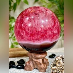 2278 Pink Dyed Quartz with Black Agate Crystal Sphere